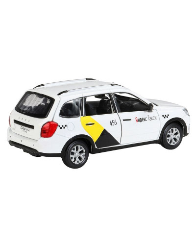 Машина "АВТОПАНОРАМА" Яндекс.Такси LADA GRANTA CROSS, белый, 1/24, свет, звук, в/к 24,5*12,5*10,5см