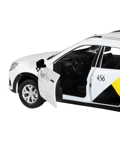 Машина "АВТОПАНОРАМА" Яндекс.Такси LADA GRANTA CROSS, белый, 1/24, свет, звук, в/к 24,5*12,5*10,5см