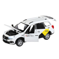 Машина "АВТОПАНОРАМА" Яндекс.Такси LADA GRANTA CROSS, белый, 1/24, свет, звук, в/к 24,5*12,5*10,5см