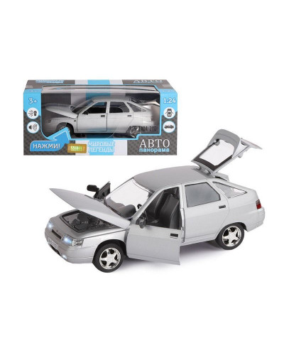 Машина "АВТОПАНОРАМА" ВАЗ 2112, 1/22, серебряный, инерция, в/к 24,5*12,5*10,5 см