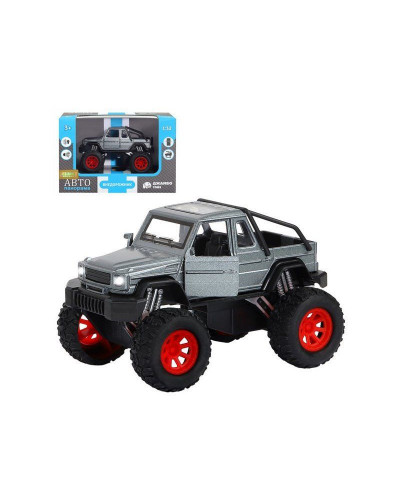 Машина "АВТОПАНОРАМА" "Внедорожник",серый, 1/32, свет, звук, инерция, в/к 19*10*12,5 см