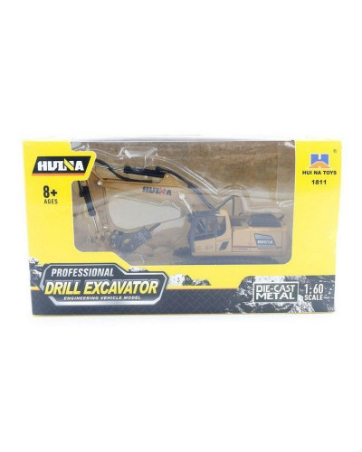 Металлический экскаватор с отбойным молотом HUI NA TOYS 1/60