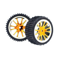 Колеса задние в сборе, золотой хром для багги Himoto масштаба 1/16, 2шт.