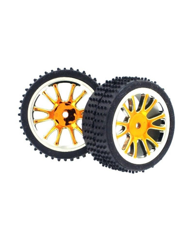 Колеса задние в сборе, золотой хром для багги Himoto масштаба 1/16, 2шт.