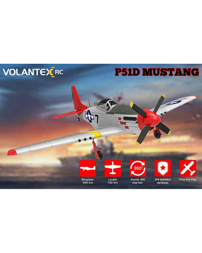 Радиоуправляемый самолет Volantex RC P51D 750мм Brushless 2.4G 4ch LiPo RTF with Gyro