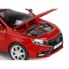 Машина "АВТОПАНОРАМА" LADA VESTA седан, 1/24,  красный, свет. звук. эффекты, в/к 24,5*12,5*10,5 см