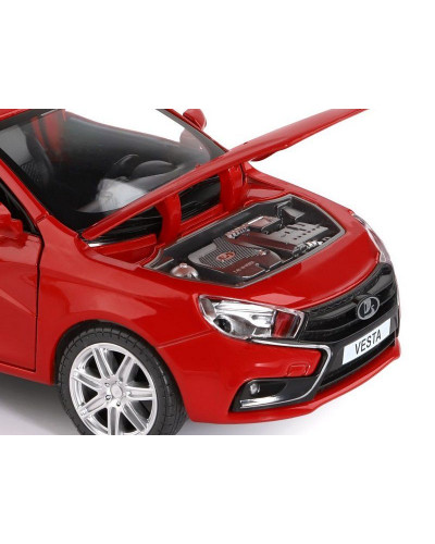 Машина "АВТОПАНОРАМА" LADA VESTA седан, 1/24,  красный, свет. звук. эффекты, в/к 24,5*12,5*10,5 см
