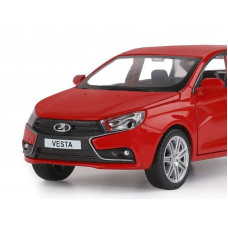 Машина "АВТОПАНОРАМА" LADA VESTA седан, 1/24,  красный, свет. звук. эффекты, в/к 24,5*12,5*10,5 см