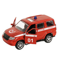 Машина "АВТОПАНОРАМА" "Пожарная служба", красный, 1/50, инерция, в/к 12*7*5,5 см