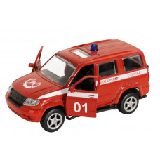Машина "АВТОПАНОРАМА" "Пожарная служба", красный, 1/50, инерция, в/к 12*7*5,5 см