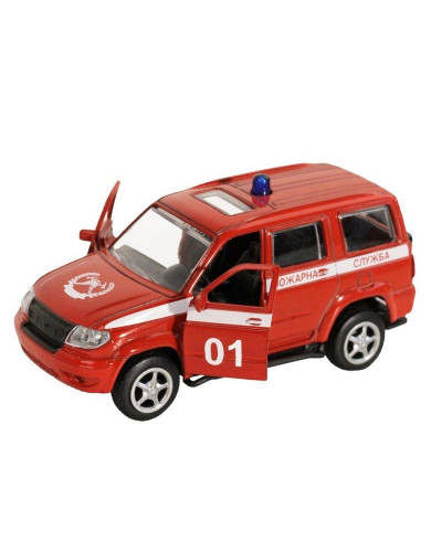 Машина "АВТОПАНОРАМА" "Пожарная служба", красный, 1/50, инерция, в/к 12*7*5,5 см