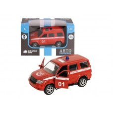 Машина "АВТОПАНОРАМА" "Пожарная служба", красный, 1/50, инерция, в/к 12*7*5,5 см