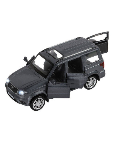 Машина "АВТОПАНОРАМА" УАЗ "PATRIOT", темно-серый металлик, 1/26, свет, звук, в/к 24,5*12,5*10,5 см