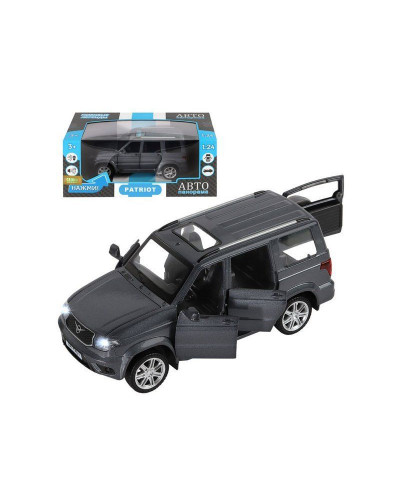 Машина "АВТОПАНОРАМА" УАЗ "PATRIOT", темно-серый металлик, 1/26, свет, звук, в/к 24,5*12,5*10,5 см