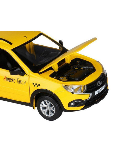 Машина "АВТОПАНОРАМА" Яндекс.Такси LADA GRANTA CROSS, желтый, 1/24, в/к 24,5*12,5*10,5 см