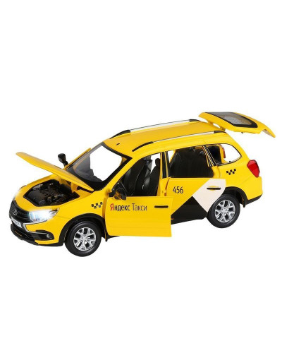 Машина "АВТОПАНОРАМА" Яндекс.Такси LADA GRANTA CROSS, желтый, 1/24, в/к 24,5*12,5*10,5 см