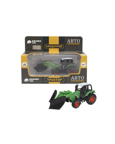 Машина "АВТОПАНОРАМА" ТРАКТОР с отвалом, зеленый, инерция, в/к 20,5*7,5*9 см