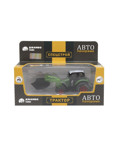 Машина "АВТОПАНОРАМА" ТРАКТОР с отвалом, зеленый, инерция, в/к 20,5*7,5*9 см