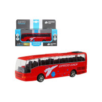 Автобус "Автопанорама", красный, 1/90, свет, звук, инерция, в/к 22*13,5*5,8 см
