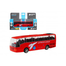 Автобус "Автопанорама", красный, 1/90, свет, звук, инерция, в/к 22*13,5*5,8 см