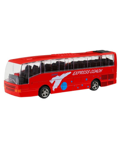 Автобус "Автопанорама", красный, 1/90, свет, звук, инерция, в/к 22*13,5*5,8 см