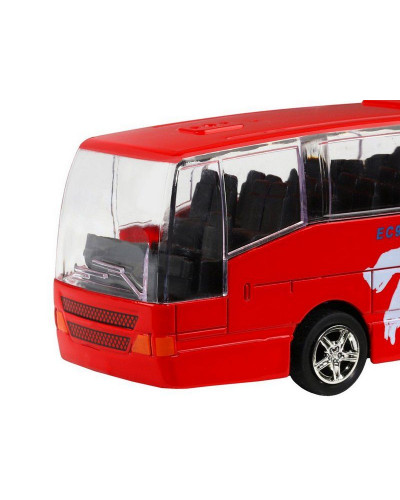 Автобус "Автопанорама", красный, 1/90, свет, звук, инерция, в/к 22*13,5*5,8 см
