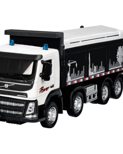 Машина "АВТОПАНОРАМА" Volvo самосвал, белый, 1/50, свет, звук, в/к 28*14*10 см