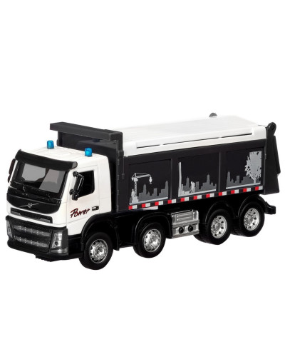 Машина "АВТОПАНОРАМА" Volvo самосвал, белый, 1/50, свет, звук, в/к 28*14*10 см