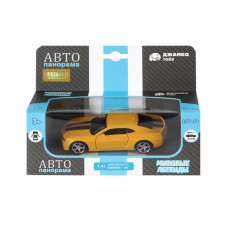 Машина "АВТОПАНОРАМА" Chevrolet Camaro SS, желтый, 1/43, инерция, откр. двери, в/к 17,5*12,5*6,5 см
