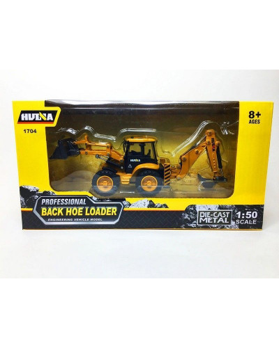 Металлический колесный экскаватор HUI NA TOYS 1/50