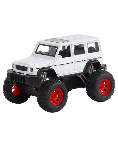 Машина "АВТОПАНОРАМА" "Внедорожник", белый, 1/32, свет, звук, инерция, в/к 19*10*12,5 см