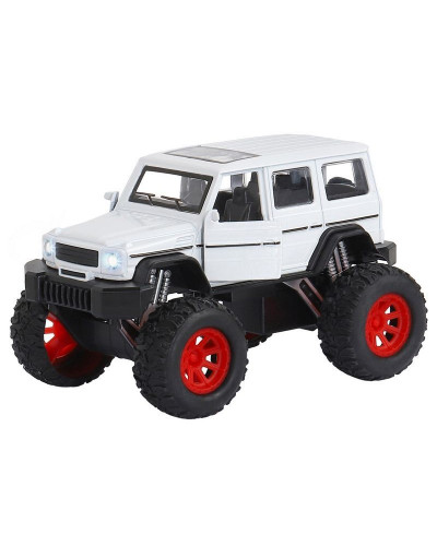 Машина "АВТОПАНОРАМА" "Внедорожник", белый, 1/32, свет, звук, инерция, в/к 19*10*12,5 см