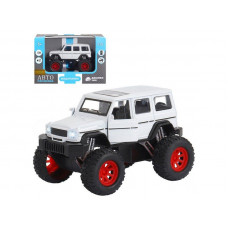 Машина "АВТОПАНОРАМА" "Внедорожник", белый, 1/32, свет, звук, инерция, в/к 19*10*12,5 см