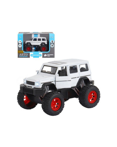 Машина "АВТОПАНОРАМА" "Внедорожник", белый, 1/32, свет, звук, инерция, в/к 19*10*12,5 см