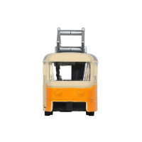 Трамвай "Автопанорама", желтый, 1/90, свет, звук, инерция, в/к 22*13,5*5,8 см