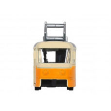 Трамвай "Автопанорама", желтый, 1/90, свет, звук, инерция, в/к 22*13,5*5,8 см