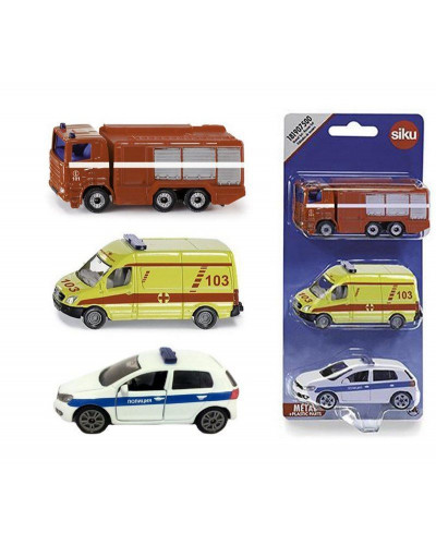 Набор машин Siku 1819RUS Служба спасения 1/55, 3шт, белый/желтый/красный