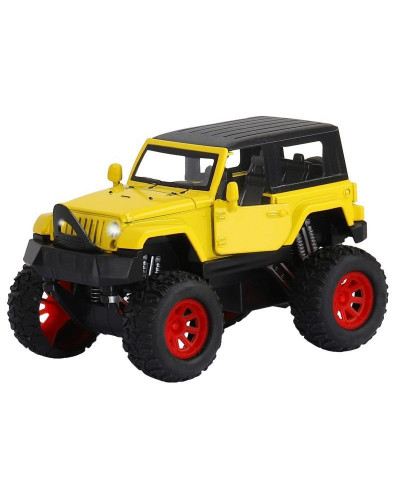Машина "АВТОПАНОРАМА" "Внедорожник", желтый, 1/32, свет, звук, инерция, в/к 19*10*12,5 см
