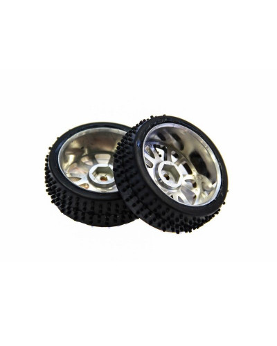 Колеса передние в сборе, золотой хром для багги Himoto масштаба 1/16, 2шт.