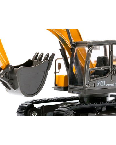 Машина "АВТОПАНОРАМА" ЭКСКАВАТОР НА ГУСЕНИЦАХ, 1/50, желтый, свет, звук, в/к 25*10*13 см