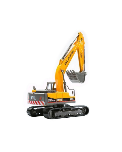 Машина "АВТОПАНОРАМА" ЭКСКАВАТОР НА ГУСЕНИЦАХ, 1/50, желтый, свет, звук, в/к 25*10*13 см