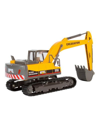 Машина "АВТОПАНОРАМА" ЭКСКАВАТОР НА ГУСЕНИЦАХ, 1/50, желтый, свет, звук, в/к 25*10*13 см
