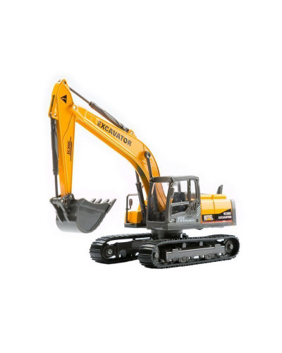 Машина "АВТОПАНОРАМА" ЭКСКАВАТОР НА ГУСЕНИЦАХ, 1/50, желтый, свет, звук, в/к 25*10*13 см