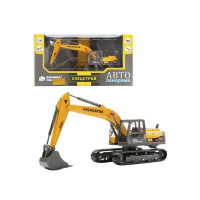 Машина "АВТОПАНОРАМА" ЭКСКАВАТОР НА ГУСЕНИЦАХ, 1/50, желтый, свет, звук, в/к 25*10*13 см