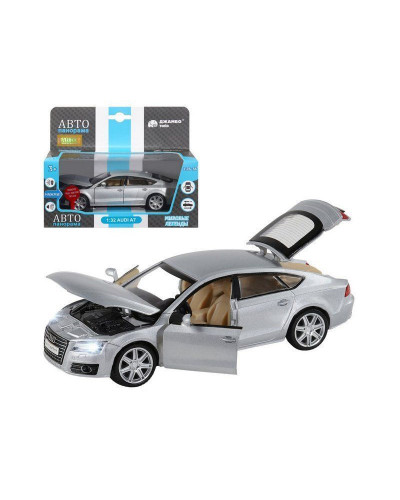 Машина "АВТОПАНОРАМА" Audi A7, серебряный, 1/32, свет, звук, инерция, в/к 17,5*13,5*9 см