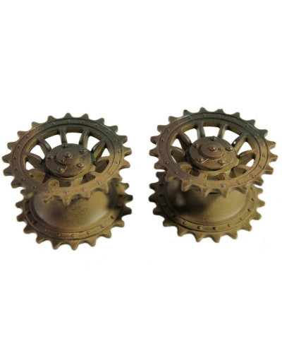 Ведущая звездочка 2 шт и ленивец 2 штуки для танка Tiger (металл) поздняя версия - окрашенная