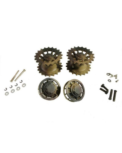 Ведущая звездочка 2 шт и ленивец 2 штуки для танка Tiger (металл) поздняя версия - окрашенная