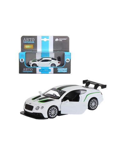 Машина "АВТОПАНОРАМА" Bentley Continental GT3, белый, 1/43, инерция, в/к 17,5*12,5*6,5 см