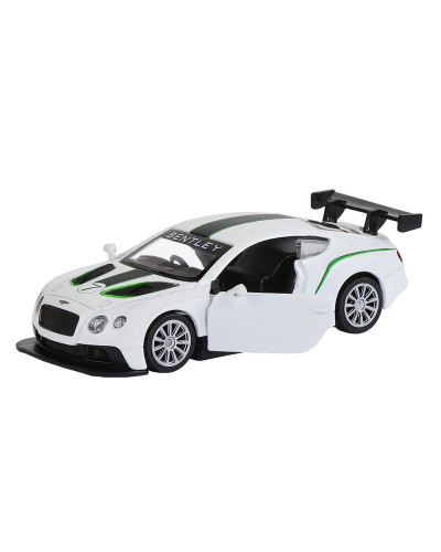 Машина "АВТОПАНОРАМА" Bentley Continental GT3, белый, 1/43, инерция, в/к 17,5*12,5*6,5 см