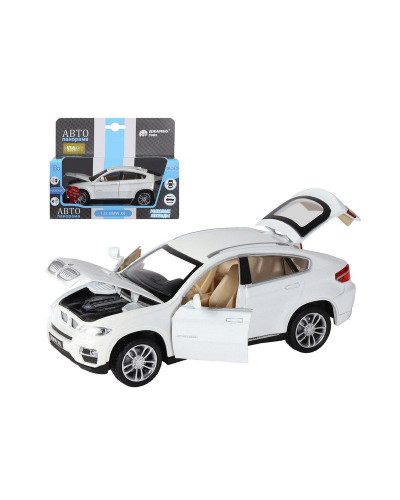 Машина "АВТОПАНОРАМА" BMW X6, белый, 1/32 , свет, звук, инерция, в/к 17,5*13,5*9 см